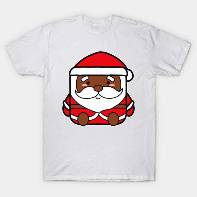 Kawaii Square African American Santa Claus T-Shirt by Luna Illustration